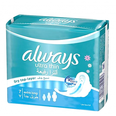 always ultra thin extra long 7  pads  dry top-layer